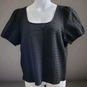 Maurice’s Women’s Black Soot Puckered  Short Sleeve Shirt Top  XL Witchy Gothic